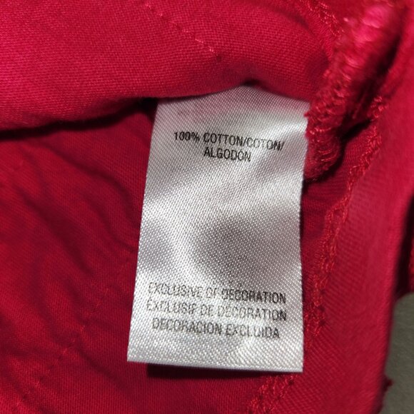 Hartstrings Baby Girls Red Ruffle Dress W/ Bow Accent 24M 100% Cotton Short 2452 - Picture 5 of 7